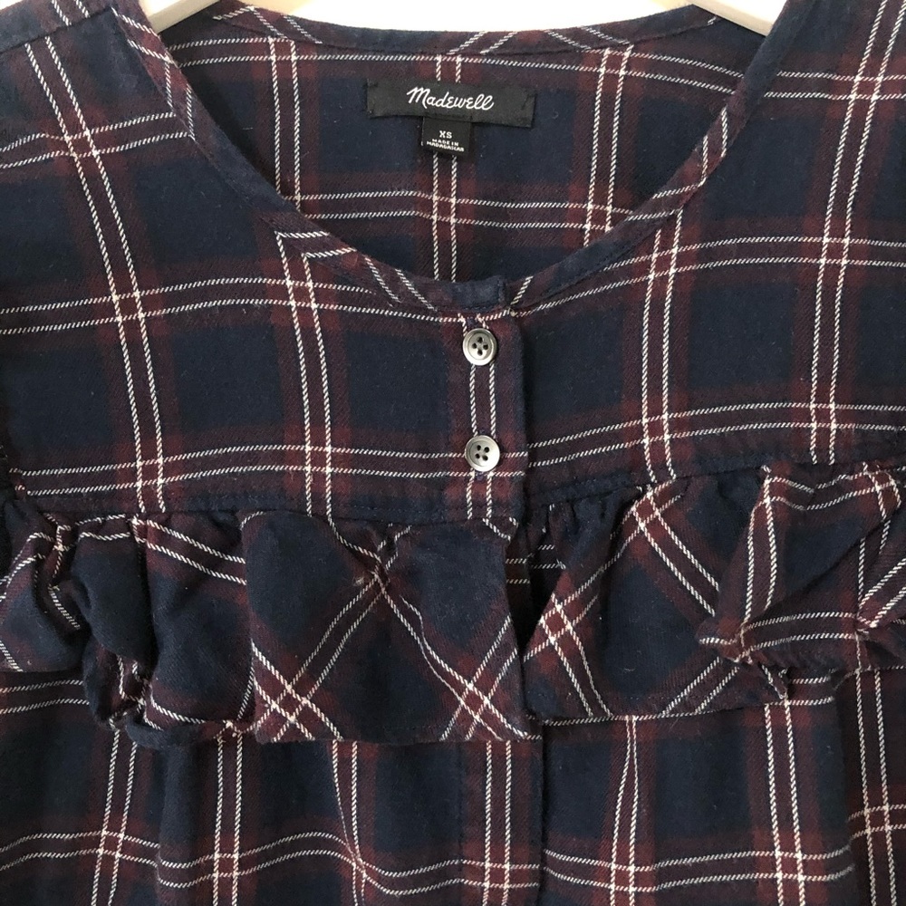 Madewell plaid ruffle Yoke top (XS) - Picture 5 of 8